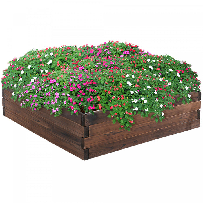 Outsunny Carre Potager Jardiniere Bois Massif Sapin Carbonise
