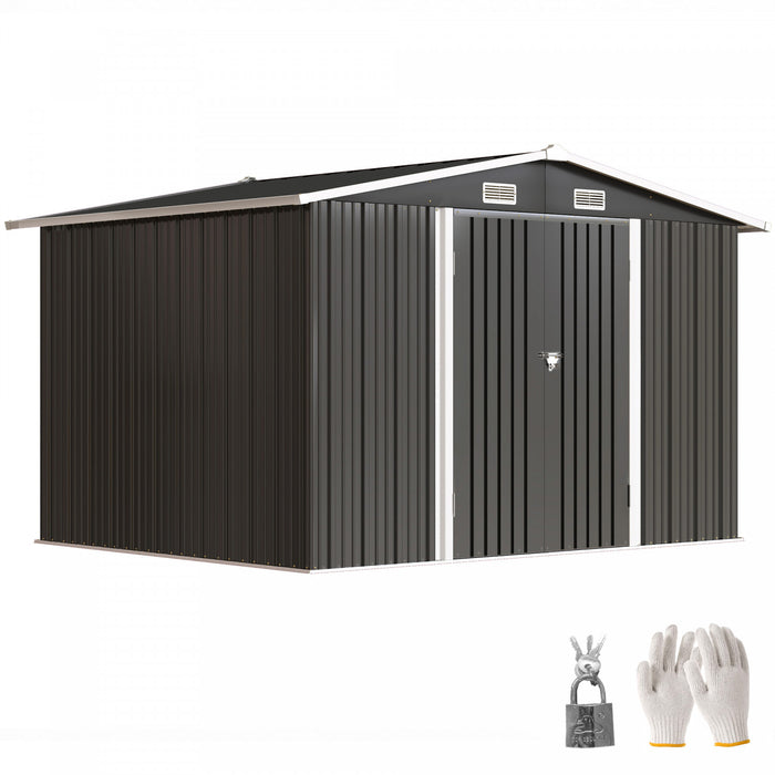 Outsunny Abri Metal 3 x 2,5 m, Rangement Exterieur Robuste, Gris Fonce