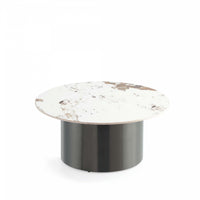 Table basse Alondra moderne et glamour avec plateau en pierre frittee noire
