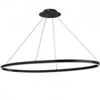 Lustre horizontal Circulo de Dainolite en acrylique blanc qui diffuse la lumière, avec fini noir mat et ampoule de 63 W