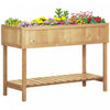 Outsunny 43,25\" X 18\" X 30\" Support Pour Plantes De Jardin En Bois Sureleve Exterieur Lit De Fleurs Naturel Sureleve 8 Boites De Grille Avec Etagere De Rangement Jardiniere D'herbes