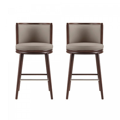Evalyn Modern Wood Upholstered Barstool in Taupe - Set of 2 | Tabouret de bar moderne en bois et tissu Evalyn, taupe - Lot de 2