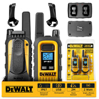 2 Dewalt Dxfrs300 Talkies Walkie - 1 Watt, Heavy Duty, 22 Channel Long Range Two Way Radios