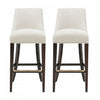 Tabouret de bar moderne Beever en bois et tissu chenille creme - Lot de 2