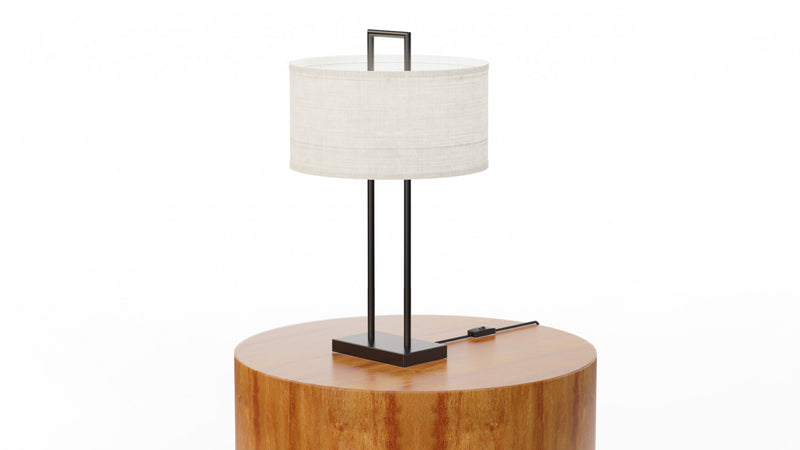 Lampe de table moderne noire de 25 po avec abat-jour texturé