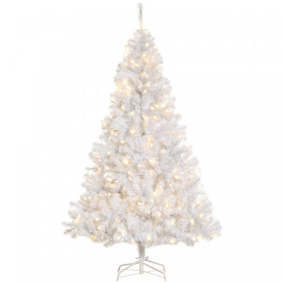 Homcom 6ft Prelit Artificial Christmas Tree With 250 Warm White Led Lights And 1000 Tips|Homcom Arbre De Noel Artificiel Pre-eclaire De 6 Pieds Avec 250 Lumieres Led Blanches Chaudes Et 1000 Embouts