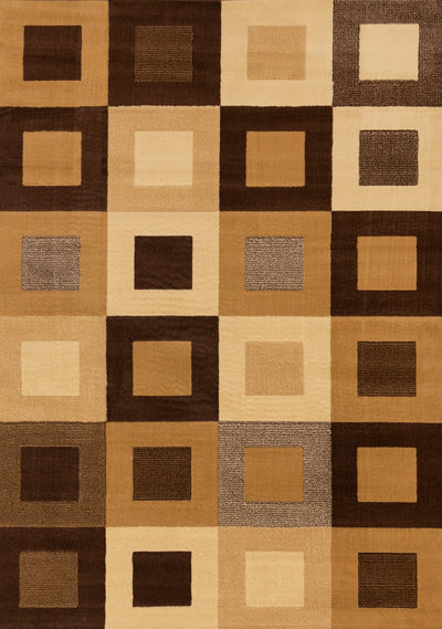 Florence Brown Beige Layered Squares Rug, 7'9" x 10'6" Indoor Area Rug | Tapis Florence a carreaux superposes marron et beige, 7'9" x 10'6"