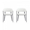 Chaise de salle a manger moderne en metal et tissu Belle, blanche - Lot de 2
