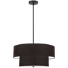 Luminaire suspendu Everly de Dainolite avec abat-jour noir, 2 niveaux, fini noir mat et 4 ampoules