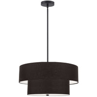 Luminaire suspendu Everly de Dainolite avec abat-jour noir, 2 niveaux, fini noir mat et 4 ampoules