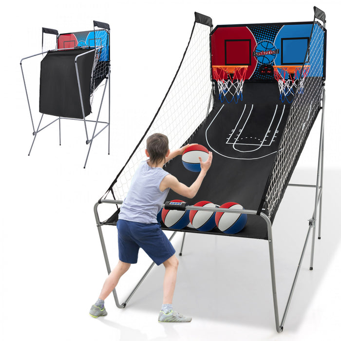 Costway Double Shot Basketball Arcade Game Avec 8 Modes De Jeu Arcade Sound Electronic Scoring Red