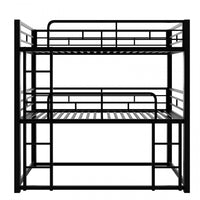  Jenny – Lit Triple Superpose En Metal, Format Simple, Design Compact A 3 Niveaux De Couchage – Noir
