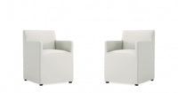  Fauteuil moderne en cuir vegetalien Anna Square en gris pierre - Lot de 2