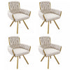 Chaises de salle a manger pivotantes Timothy en velours avec revetement capitonne et pieds en metal dore, lot de 4