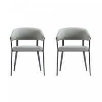 Chaise de salle a manger moderne en metal et tissu Belle, gris pierre - Lot de 2