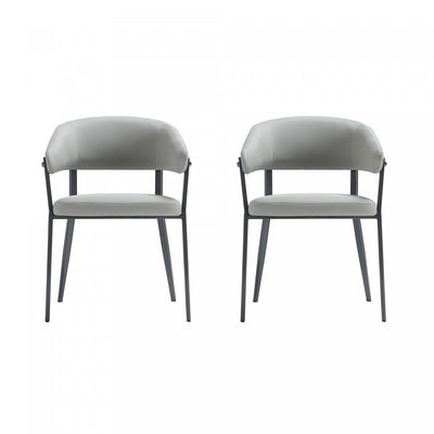 Belle Modern Metal Upholstered Dining Chair in Stone Gray - Set of 2 | Chaise de salle a manger moderne en metal et tissu Belle, gris pierre - Lot de 2