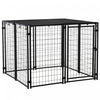 Pawhut Niche D'exterieur Pour Chien, Cloture En Fil D'acier Soude, Cage De Parc Verrouillable Pour Animaux De Compagnie, Avec Couvercle Superieur, Porte, 5ft X 5ft X 4ft, Noir
