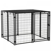 Pawhut Niche D'exterieur Pour Chien, Cloture En Fil D'acier Soude, Cage De Parc Verrouillable Pour A