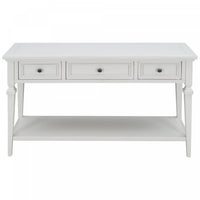  Table Console Sabina En Bois Massif Avec 3 Tiroirs Et Etagere - Blanc Antique