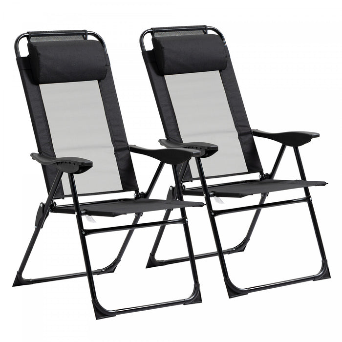 Outsunny Ensemble De 2 Chaises De Patio Pliantes Inclinables, Noir