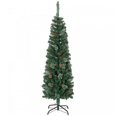 Homcom Artificial Pencil Christmas Tree With Pine Needles And Pine Cones|Homcom Sapin De Noel Artificiel Avec Aiguilles De Pin Et Pommes De Pin