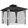 Outsunny Gazebo Exterieur En Aluminium A Toit Rigide 10x10 Pi, Gris Clair