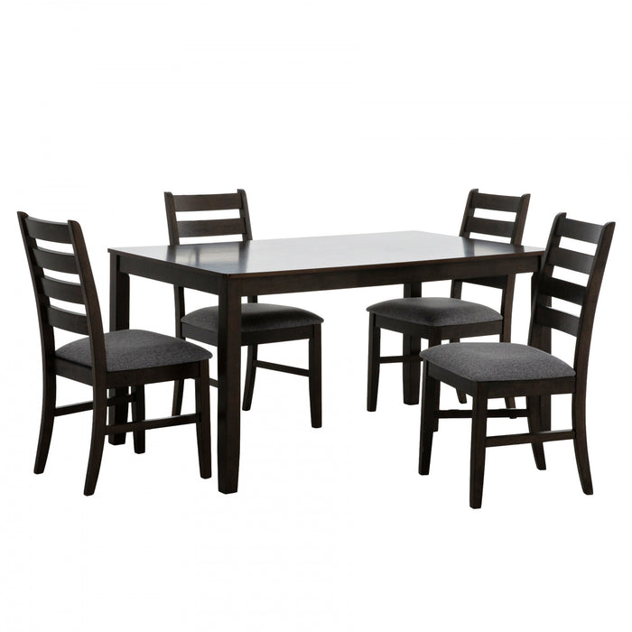 Ensemble de salle a manger Winfield 5 pieces en bois massif avec chaises a dossier echelle (4 a 6 places)