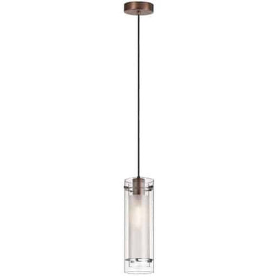 Dainolite Pasha 1 Light Pendant Oil Brushed Bronze Finish Clear/Frosted Glass Lamp|Luminaire suspendu Pasha de Dainolite en verre transparent et givré, avec fini bronze brossé huilé et 1 ampoule
