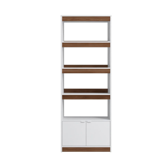 Bibliothèque Ratzer de Manhattan Comfort de style moderne du milieu du 20e siècle avec 5 tablettes - blanche et brune