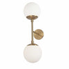 Applique murale Dayana de Dainolite en verre blanc, avec fini laiton vieilli et 2 ampoules