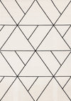 Tapis Covington a motif de treillis geometrique moderne blanc et noir, 5'3\" x 7'7\"