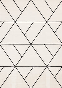 Tapis Covington a motif de treillis geometrique moderne blanc et noir, 5'3