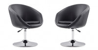 Fauteuil lounge pivotant moderne Hopper en tissu noir - Lot de 2
