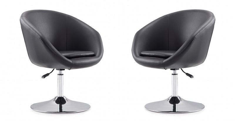 Fauteuil lounge pivotant moderne Hopper en tissu noir - Lot de 2
