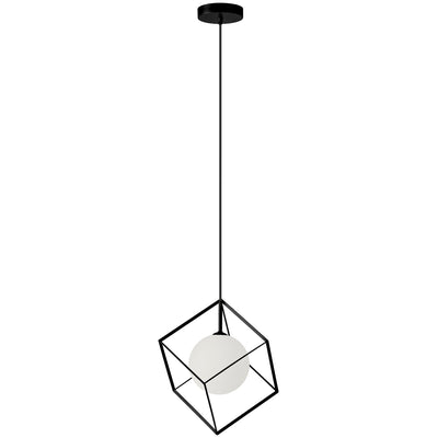 Dainolite Thomson 1 Light Pendant Matte Black Finish Opal White Glass Lamp|Luminaire suspendu Thomson de Dainolite en verre blanc opale, avec fini noir mat et 1 ampoule