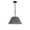 Petit luminaire suspendu Brynn de Dainolite avec abat-jour en feutre gris, fini noir et 1 ampoule
