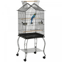 Pawhut Grande Cage A Perroquets En Metal Pour Oiseaux Cage A Perruches Cage A Oiseaux Support Pour S