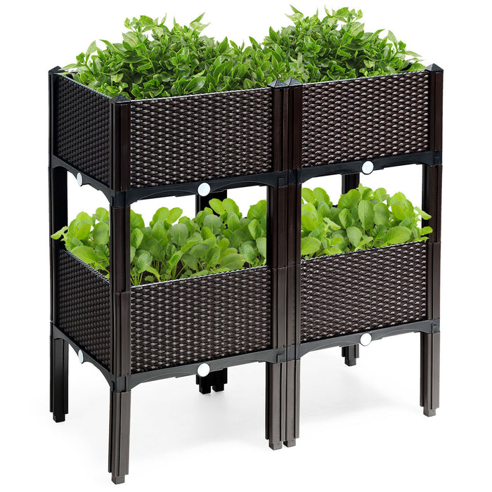 Lot De 4 Jardinieres Sur Pieds Costway