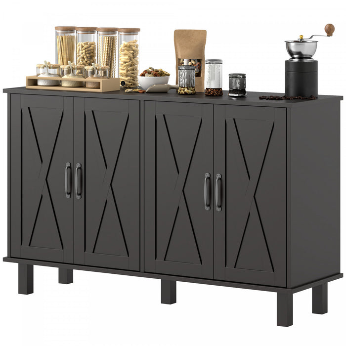 HOMCOM Meuble a cafe, buffet avec portes de grange, etagere reglable, noir