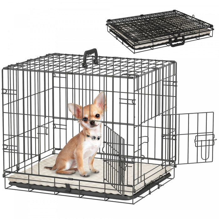Cage pour chien 60 cm, kennel pliable en metal avec 2 portes, coussin