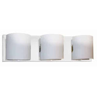Lumière de coiffeuse Sanctuary de Dainolite en verre givré blanc, avec fini chromé poli et 3 ampoules