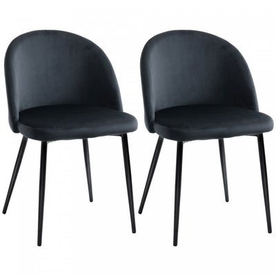 HOMCOM Dining Chairs Set of 2, Mid-Back Velvet-touch Upholstery Side Chair