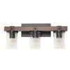 Arezzo Luminaire de salle de bain a 3 lumieres, Verre transparent, Brun, 22 po L