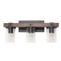  Arezzo Luminaire de salle de bain a 3 lumieres, Verre transparent, Brun, 22 po L