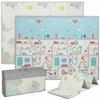 Qaba Tapis de jeu pour bebe, 77\"x58\", pliable et reversible, grand tapis de jeu en mousse, impermeable et antiderapant, pour l'interieur et l'exterieur, motif elephant