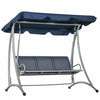 Outsunny Balancoire De Patio Pour 3 Personnes Avec Auvent Reglable, Bleu