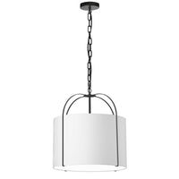 Luminaire suspendu Quincy de Dainolite avec abat-jour blanc, fini noir mat et 1 ampoule