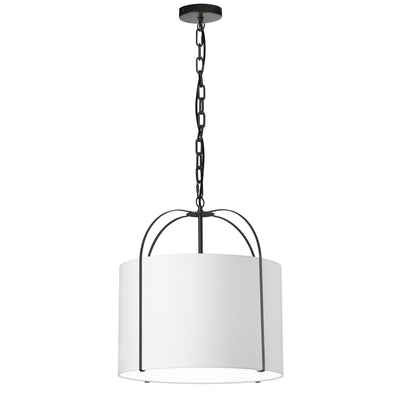Dainolite Quincy 1 Light Pendant Matte Black White Shade Lamp|Luminaire suspendu Quincy de Dainolite avec abat-jour blanc, fini noir mat et 1 ampoule