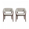 Fauteuil Blake moderne en faux mohair avec accoudoirs en bois, coloris grege - Lot de 2