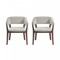  Fauteuil Blake moderne en faux mohair avec accoudoirs en bois, coloris grege - Lot de 2